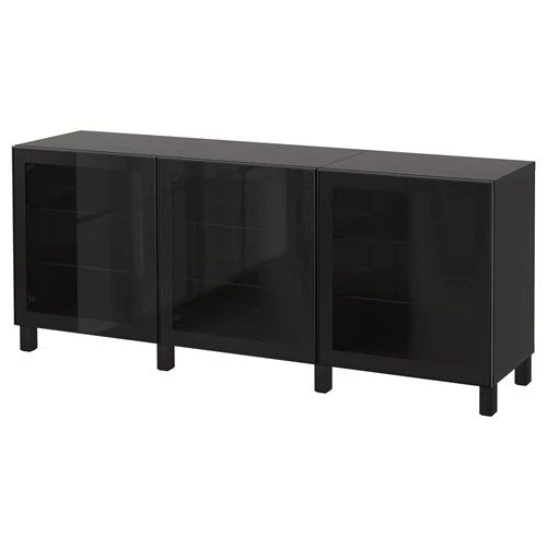 Комбинация для хранения - IKEA BESTÅ/BESTA/БЕСТА/БЕСТО ИКЕА, 180x42x74 см, черный (изображение №1)