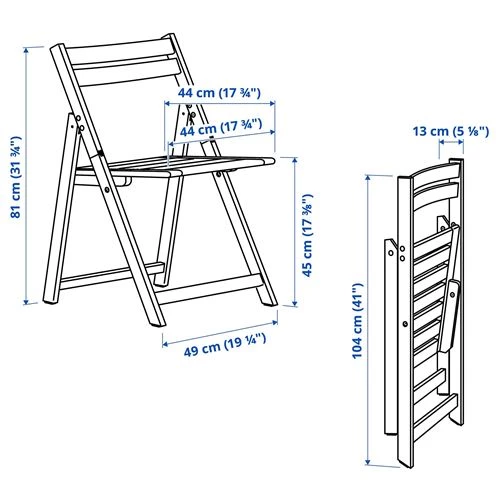 Стул складной деревянный - IKEA NÄMMARО/NAMMARO, 81х49х50 см, коричневый, ИКЕА (изображение №6)