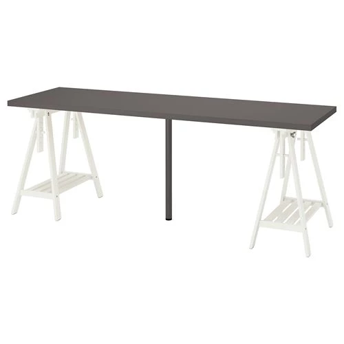 Письменный стол - IKEA LAGKAPTEN/MITTBACK, 200х60 см, темно-серый/белый, ЛАГКАПТЕН/МИТТБАКК ИКЕА (изображение №1)