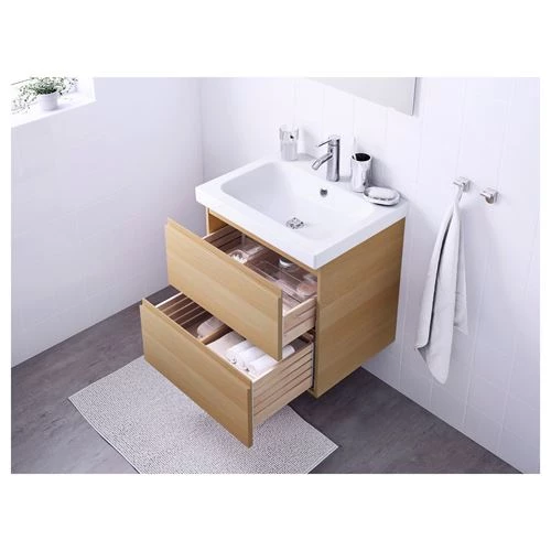 Шкаф для раковины с 2 ящиками - IKEA GODMORGON/ODENSVIK, 60x49x64 см, под беленый дуб ГОДМОРГОН/ОДЕНСВИК ИКЕА (изображение №2)