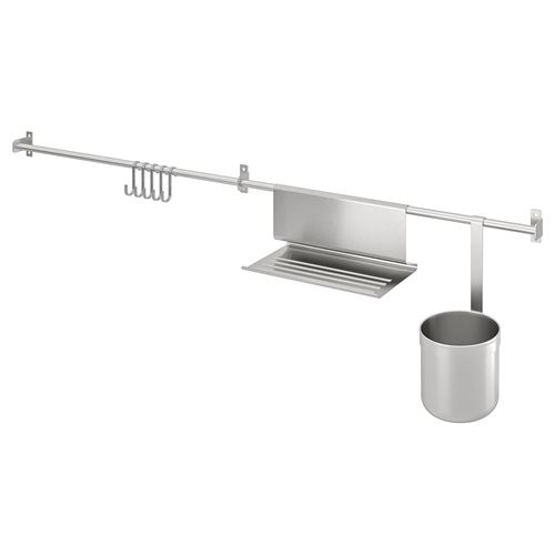 Рейлинги+крючки/подставка/контенер - IKEA KUNGSFORS, 112 см,  нержавеющая сталь КУНГСФОРС ИКЕА