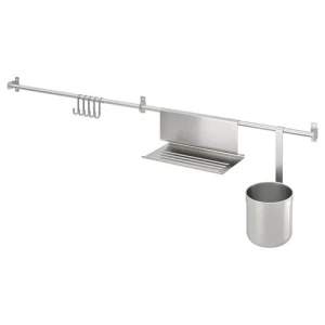 Рейлинги+крючки/подставка/контенер - IKEA KUNGSFORS, 112 см,  нержавеющая сталь КУНГСФОРС ИКЕА