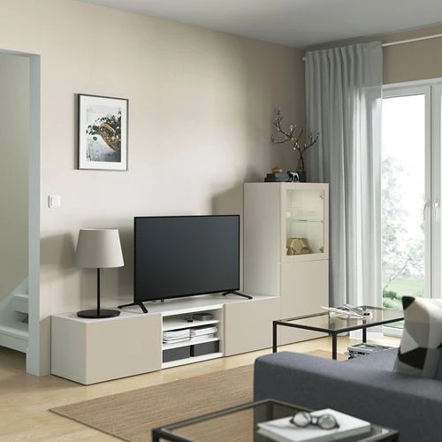 Тумба для телевизора - IKEA BESTÅ/BESTA, 240x42x129 см, серый, Бесто (изображение №3)