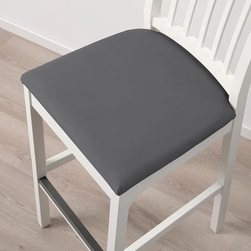 Барный стул - IKEA EKEDALEN/ИКЕА ЭКЕДАЛЕН, 39х45х114 см, белый/серый (изображение №3)