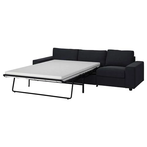 Диван-кровать 3-местный - IKEA VIMLE, 261х98/241х83 см, черный, ВИМЛЕ ИКЕА (изображение №2)