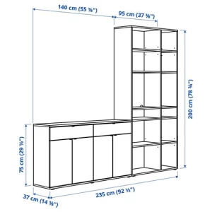 Шкаф  - VIHALS IKEA/ ВИХАЛС ИКЕА, 235x37x200, белый
