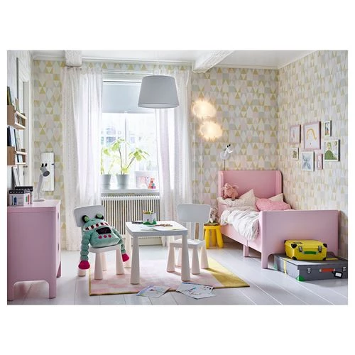 Кровать одноярусная - IKEA BUSUNGE, 80x200 см, розовый, ИКЕА (изображение №7)