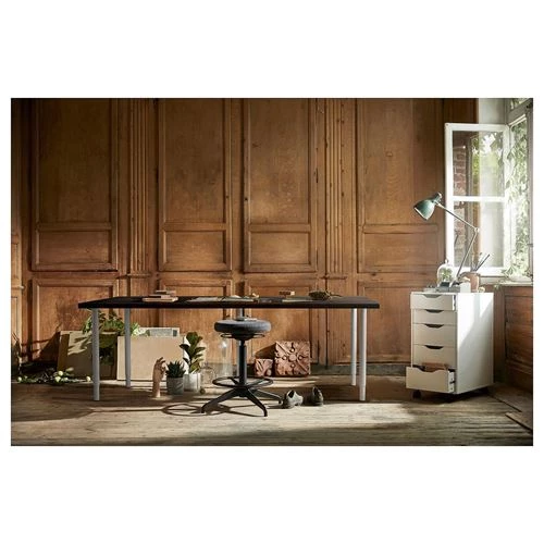 Письменный стол - IKEA LAGKAPTEN/OLOV, 200х60х63-93 см, черно-коричневый/белый, ЛАГКАПТЕН/ОЛОВ ИКЕА (изображение №4)