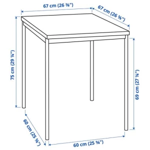 Стол обеденный - IKEA SANDSBERG, 67х67х73 см, черный, САНДСБЕРГ ИКЕА