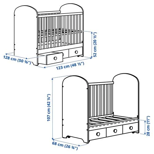 Кровать для новорожденных - IKEA GONATT, 60x120 см, белый, ИКЕА (изображение №8)