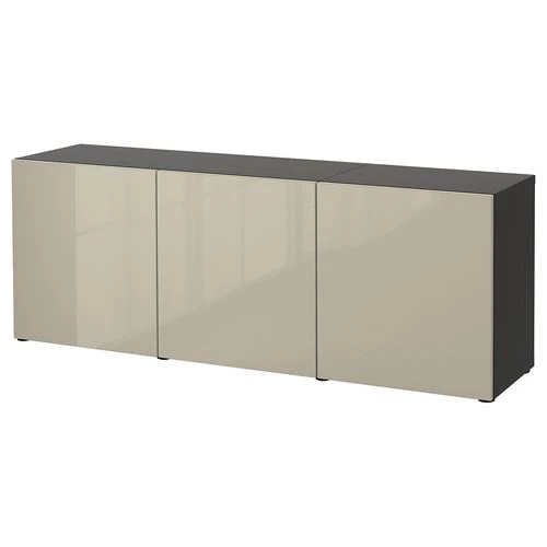 Комбинация для хранения - IKEA BESTÅ/BESTA/ БЕСТА/БЕСТО ИКЕА, 180x42x65 см, серый, (изображение №1)