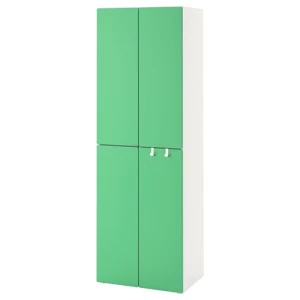 Шкаф детский - IKEA PLATSA/SMÅSTAD/SMASTAD, 60x40x180 см, белый/зеленый, ИКЕА