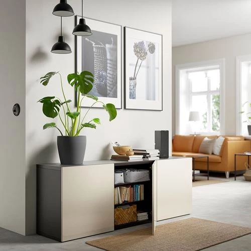 Комбинация для хранения - IKEA BESTÅ/BESTA/ БЕСТА/БЕСТО ИКЕА, 180x42x65 см, серый, (изображение №2)