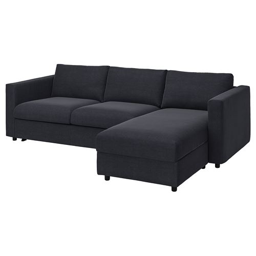 Диван угловой 2-местный - IKEA VIMLE, 271х98/241х83 см, синий/черный, ВИМЛЕ ИКЕА