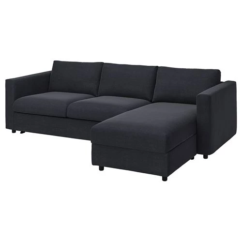 Диван угловой 2-местный - IKEA VIMLE, 271х98/241х83 см, синий/черный, ВИМЛЕ ИКЕА (изображение №1)