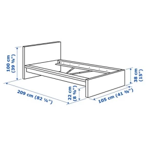 Каркас кровати - IKEA MALM/LINDBАDEN/LINDBÅDEN, 90х200 см, белый  МАЛЬМ/ЛИНДБАДЕН ИКЕА