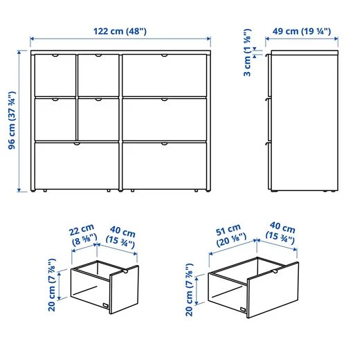 Комод с 8 ящиками - IKEA VISTHUS/ВИСТУС ИКЕА, 96х49х122 см, белый (изображение №4)