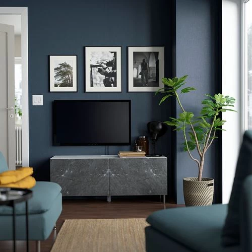 Тумба под ТВ - IKEA BESTÅ/BESTA, 120x42x48 см, серый, Бесто ИКЕА (изображение №2)