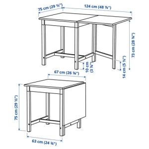 Раскладной кухонный стол - IKEA PINNTORP, 124/67х75х75 см, коричневый/белый, ПИННТОРП ИКЕА