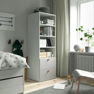 Детский книжный шкаф - PLATSA/SMÅSTAD IKEA/ ПЛАТСА/СМАСТАД ИКЕА, 57х60х181 см, белый/серый