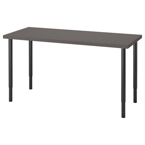 Письменный стол - IKEA LAGKAPTEN/OLOV, 140х60х63-93 см, темно-серый, ЛАГКАПТЕН/ОЛОВ ИКЕА