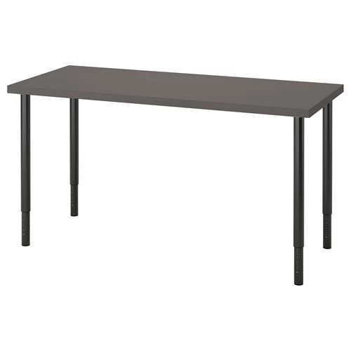 Письменный стол - IKEA LAGKAPTEN/OLOV, 140х60х63-93 см, темно-серый, ЛАГКАПТЕН/ОЛОВ ИКЕА (изображение №1)