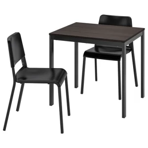 Стол и 2 стула - IKEA VANGSTA/TEODORES / ИКЕА ВАНГСТА/ТЕОДОРЕС), 80/120 см, темно-коричневый/черный