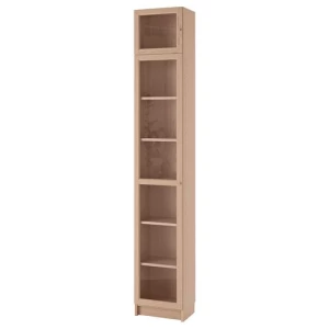 Книжный шкаф со стеклянной дверцей - BILLY/OXBERG IKEA/БИЛЛИ/ОКСБЕРГ ИКЕА, 30х40х237 см, светло-коричневый