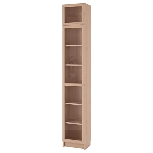 Книжный шкаф со стеклянной дверцей - BILLY/OXBERG IKEA/БИЛЛИ/ОКСБЕРГ ИКЕА, 30х40х237 см, светло-коричневый (изображение №1)