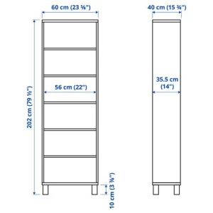 Открытый книжный шкаф - IKEA BESTÅ/BESTA, 60x40x202 см, белый, БЕСТО ИКЕА