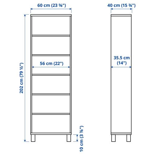 Шкаф - IKEA BESTÅ/BESTA, 60x40x202 см, коричневый, БЕСТО ИКЕА (изображение №3)