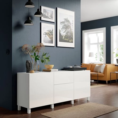 Комбинация для хранения - IKEA BESTÅ/BESTA/БЕСТА/БЕСТО ИКЕА, 180x42x74 см, белый (изображение №3)