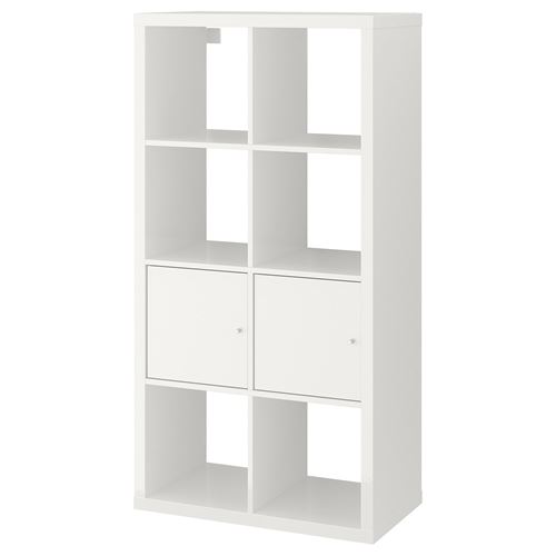 Стеллаж 8 ячеек с дверцами - IKEA KALLAX, 77х147 см, белый, КАЛЛАКС ИКЕА