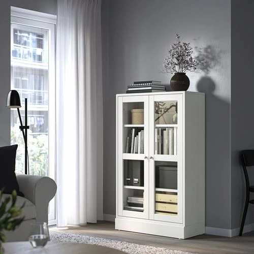 Шкаф-витрина с цоколем - IKEA HAVSTA/ХАВСТА ИКЕА, 81x37x134 см, белый (изображение №7)