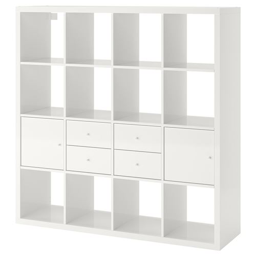 Стеллаж 16 ячеек с ящиками - IKEA KALLAX, 147х147 см, белый, КАЛЛАКС ИКЕА