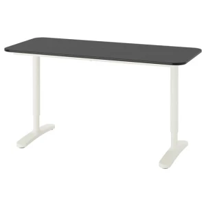 Письменный стол - IKEA BEKANT, 140х60х65-85 см, черный/белый, БЕКАНТ ИКЕА