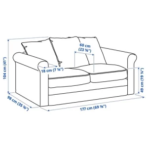 2-местный диван - IKEA GRÖNLID/GRONLID, 98x177см, бирюзовый, ГРЕНЛИД ИКЕА