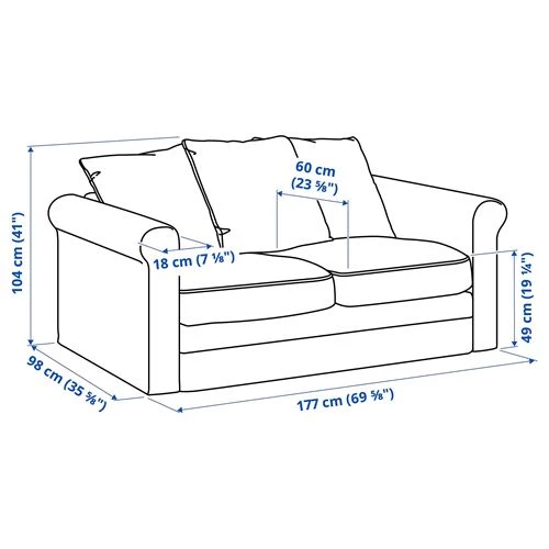 2-местный диван - IKEA GRÖNLID/GRONLID, 98x177см, красный, ГРЁНЛИД ИКЕА (изображение №8)