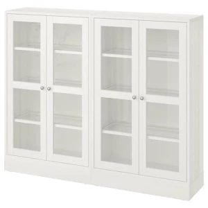 Комбинация для хранения со стеклянными дверцами - IKEA HAVSTA/ХАВСТА ИКЕА, 162x37x134 см, белый