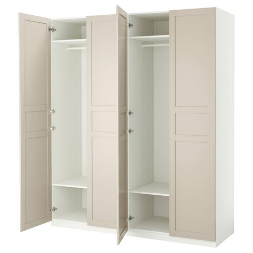 Гардероб - IKEA PAX/FLISBERGET, 200x60x236 см, белый/светло-бежевый ПАКС/ФЛИСБЕРГЕТ ИКЕА