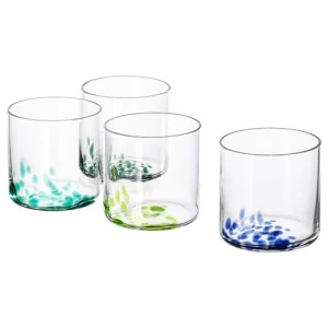 Стакан - IKEA OMSESIDIG/ÖMSESIDIG, 4 предмета, прозрачное стекло/смешанные цвета ИКЕА