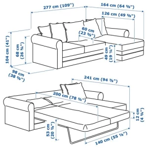 GRÖNLID 2-местный диван-кровать с козеткой ИКЕА