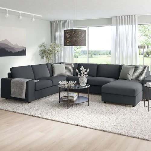 Диван угловой 4-местный - IKEA VIMLE, 337/256х98/164х83 см, серый, ВИМЛЕ ИКЕА (изображение №2)