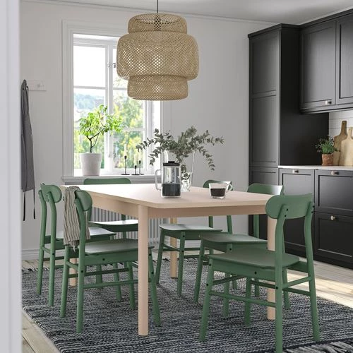 Обеденный набор - RÖNNINGE /RÖNNINGE  IKEA/  РЁННИНГЕ  ИКЕА,  75х90 см, под беленый дуб/зеленый (изображение №3)