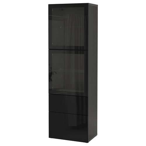 Комбинация для хранения - IKEA BESTÅ/BESTA/ БЕСТО  ИКЕА, 60x42x193 см, черный