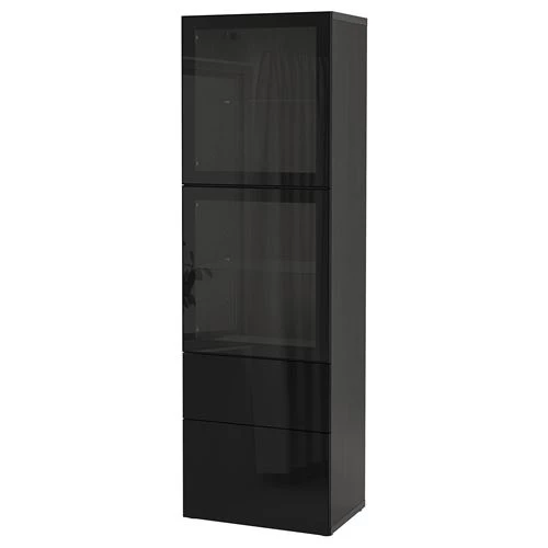 Комбинация для хранения - IKEA BESTÅ/BESTA/ БЕСТО  ИКЕА, 60x42x193 см, черный (изображение №1)