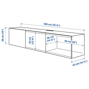 Тумба под ТВ - IKEA BESTÅ/BESTA, 180x42x38 см, белый, Бесто ИКЕА