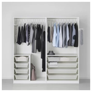 Платяной шкаф - IKEA PAX/FARDAL, 200x60x201 см, белый / глянцевый светло-серый ПАКС/ФАРДАЛЬ ИКЕА