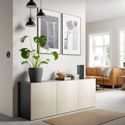 Комбинация для хранения - IKEA BESTÅ/BESTA/ БЕСТА/БЕСТО ИКЕА, 180x42x65 см, серый, (изображение №3)