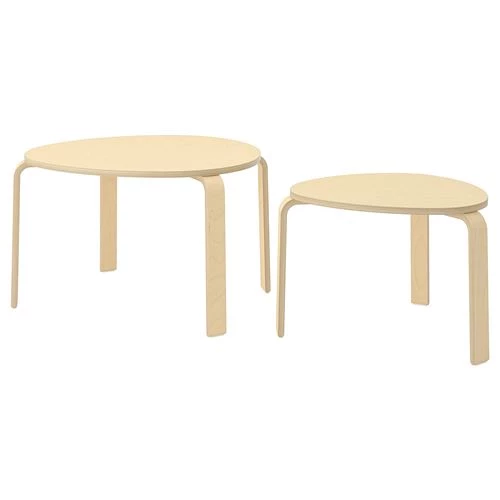Комплект столов, 2 шт - IKEA SVALSTA/ИКЕА СВАЛЬСТА, березовый шпон (изображение №1)